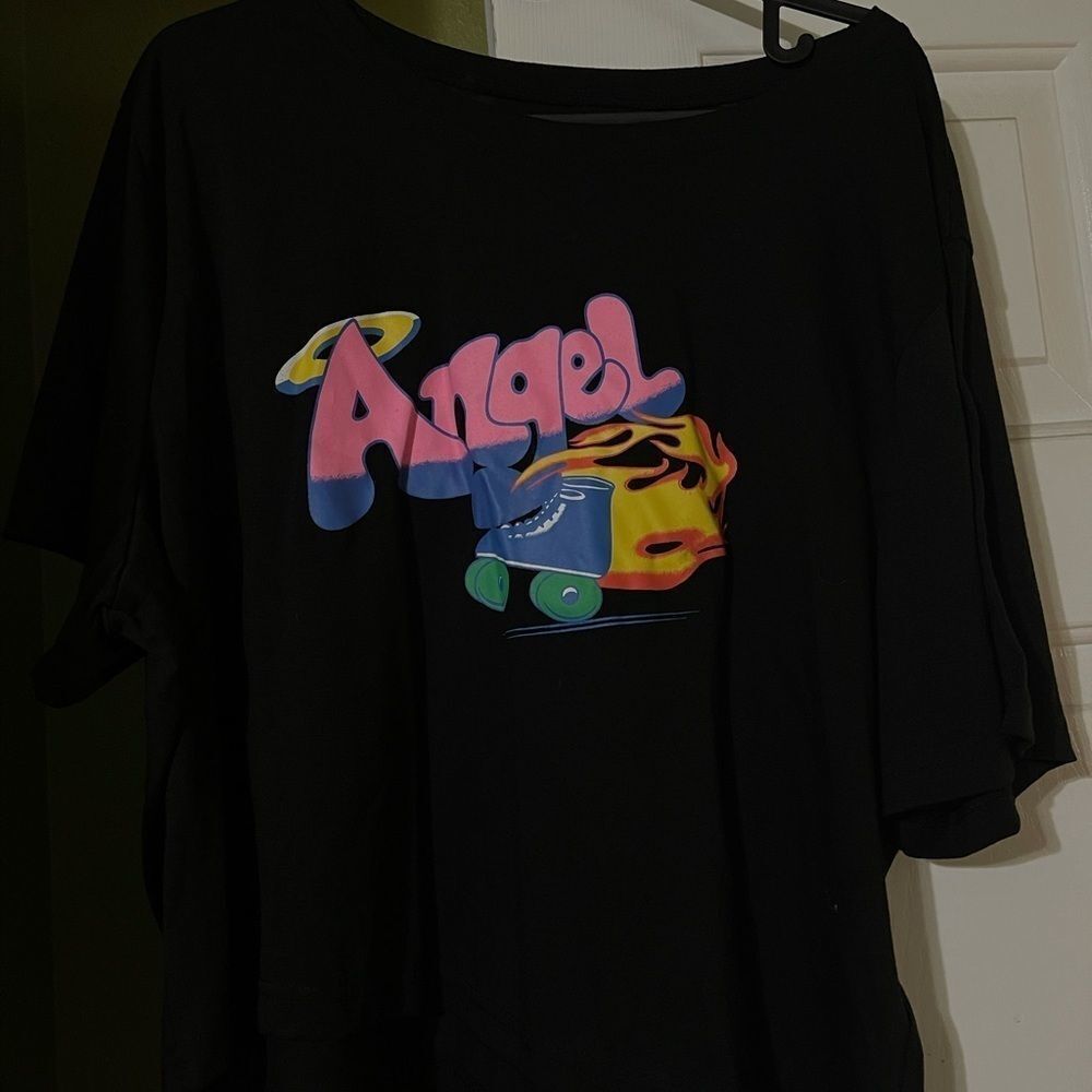 Angel roller skate crop top t shirt